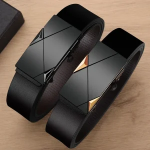 2025 New Men's Business Belt Alloy Automatic Buckle Belt Fashion Belt Luxury Jeans Belt PU Leather High-Quality Straps
