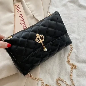 New Small Quilted Chain Pearl Checkered Women's Crossbody Bag Fashion Mini Designer Handbag High Quality PU Women's Small Bag